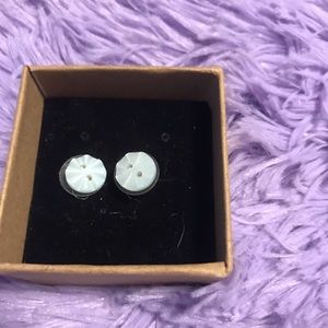Cloud blue button earrings